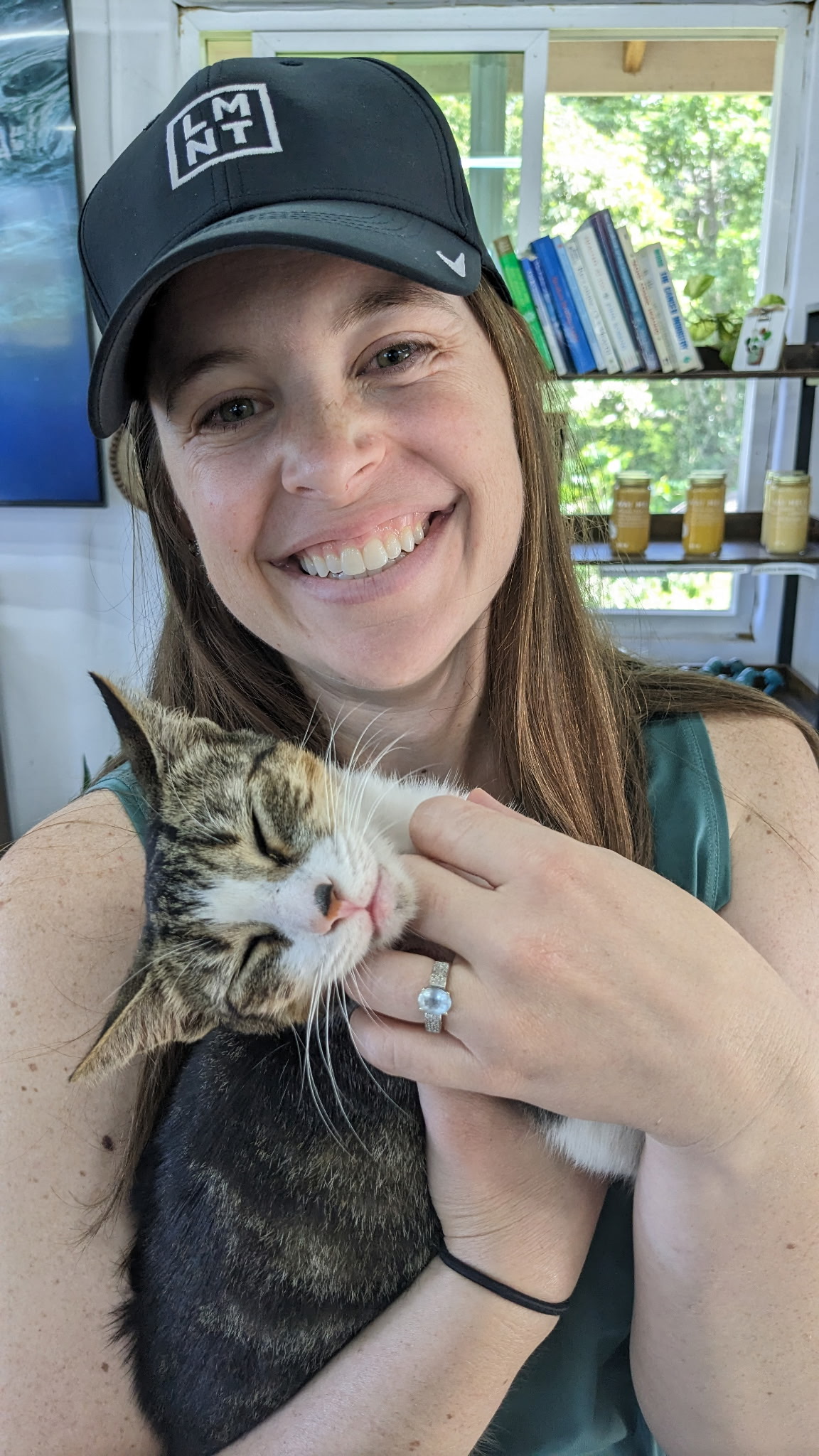 Snuggles with a happy patient